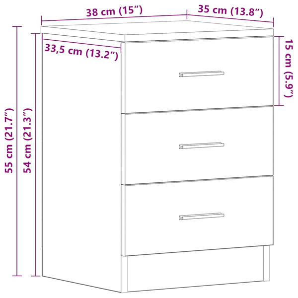 Nachttisch Hassan in Betongrau 38x35x56cm (Holz)