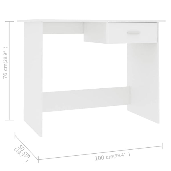 Weißer Schreibtisch Febronia 100x50x76cm (Holz)