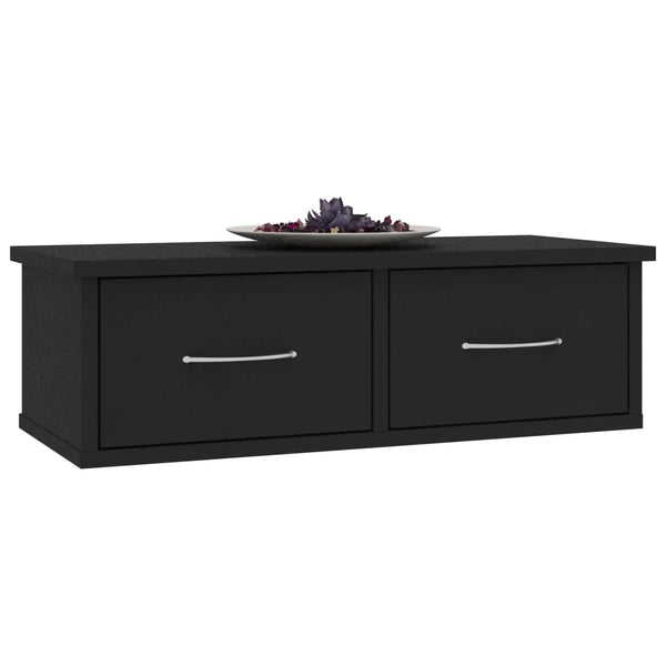 Schwarzes Wandregal Yeno 60x26x18,5cm (Holz)