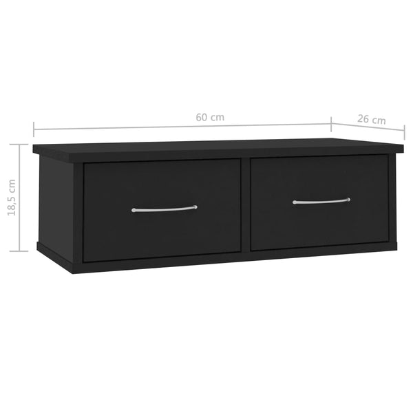 Schwarzes Wandregal Yeno 60x26x18,5cm (Holz)