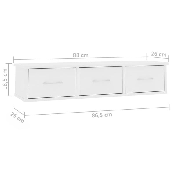 Weißes Wandregal Selvia 88x26x18,5cm (Holz)