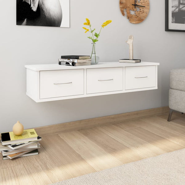 Weißes Wandregal Selvia 88x26x18,5cm (Holz)