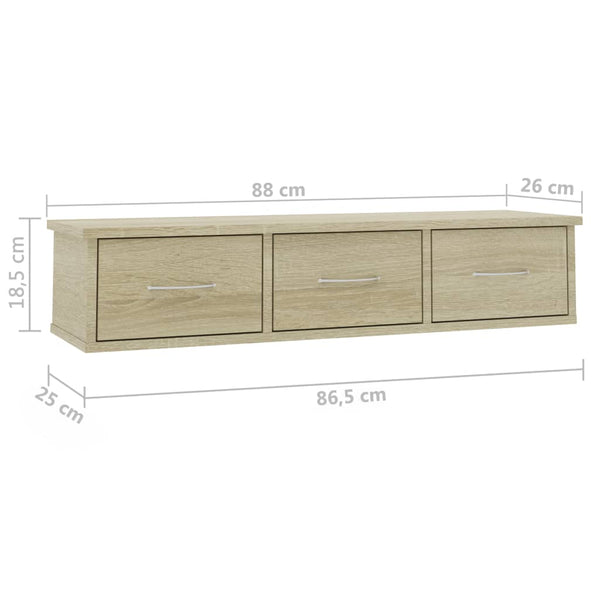 Sonoma Eiche Wandregal Selvia 88x26x18,5cm (Holz)