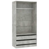 Betoninharmaa vaatekaappi Onal 100x50x200cm (puinen)