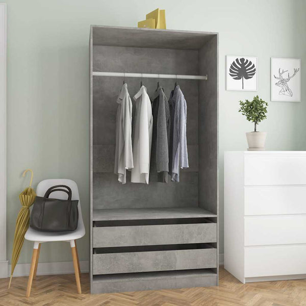 Betoninharmaa vaatekaappi Onal 100x50x200cm (puinen)