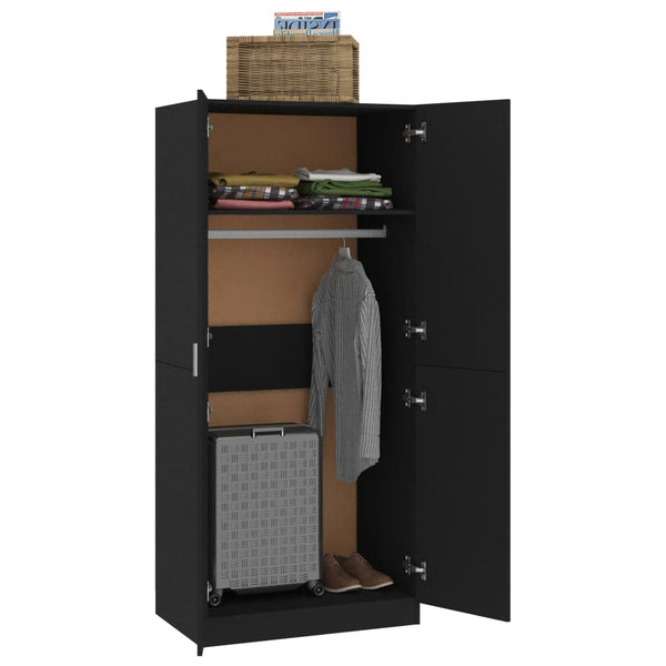 Schwarzer Kleiderschrank Altobrando 80x52x180cm (Holz)