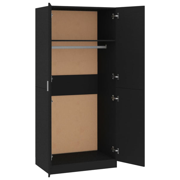 Schwarzer Kleiderschrank Altobrando 80x52x180cm (Holz)