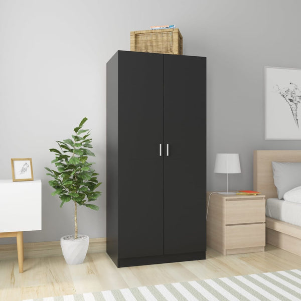 Schwarzer Kleiderschrank Altobrando 80x52x180cm (Holz)