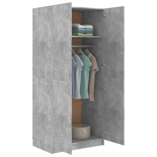 Betongrauer Kleiderschrank Altobrando 80x52x180cm (Holz)