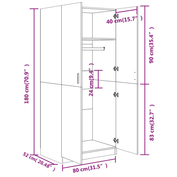 Betongrauer Kleiderschrank Altobrando 80x52x180cm (Holz)