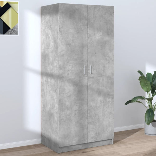 Betongrauer Kleiderschrank Altobrando 80x52x180cm (Holz)