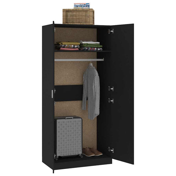 Schwarzer Kleiderschrank Pirus 90x52x200cm (Holz)