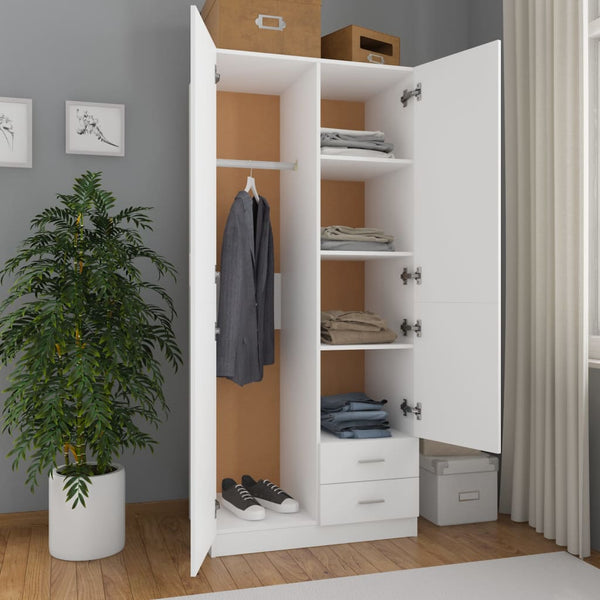 Weißer Kleiderschrank Adelheid 80x52x180cm (Holz)