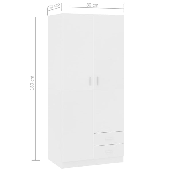 Weißer Kleiderschrank Adelheid 80x52x180cm (Holz)
