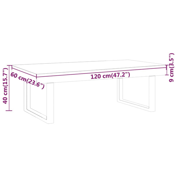 Grauer und schwarzer Couchtisch Rozena 120x60x40cm (MDF und Eisen)