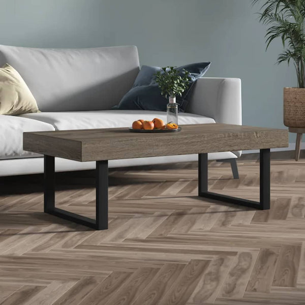Grauer und schwarzer Couchtisch Rozena 120x60x40cm (MDF und Eisen)