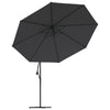 Musta aurinkovarjo cantilever Leorica 350cm (alumiinitolppa)
