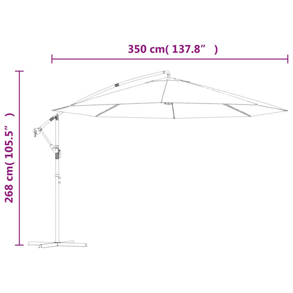 Musta aurinkovarjo cantilever Leorica 350cm (alumiinitolppa)