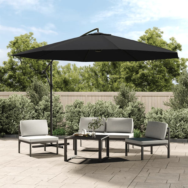 Musta aurinkovarjo cantilever Leorica 350cm (alumiinitolppa)