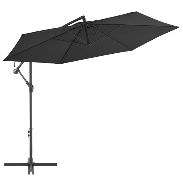 Musta riippuva aurinkovarjo alumiinipylväällä Zanfir 300cm