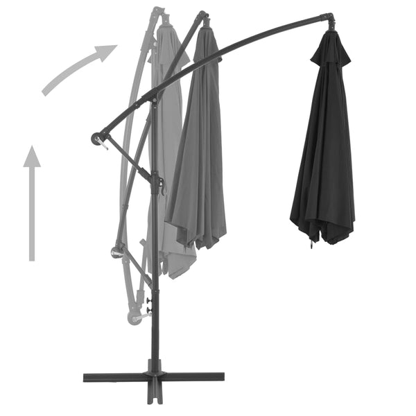 Musta riippuva aurinkovarjo alumiinipylväällä Zanfir 300cm
