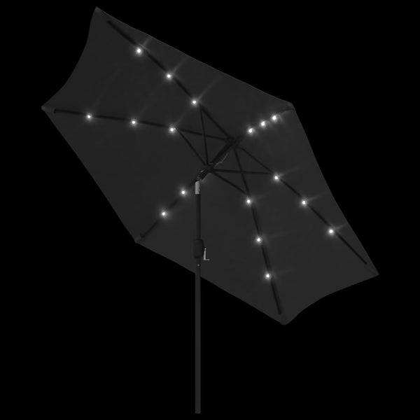 Musta aurinkovarjo led-valot terästanko Alexandrru 300cm