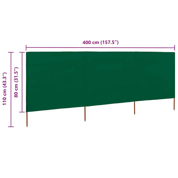 Vihreä tuulensuojakangas Maebelle 400x80cm (3 paneelilla)