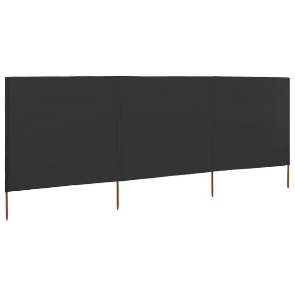 Anthrazitfarbener Windschutz mit 3 Paneelen Maebelle 400x160cm