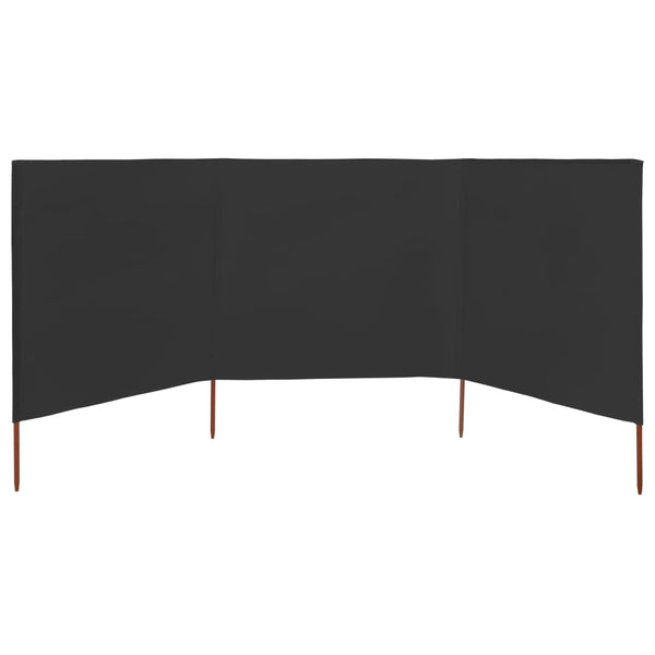 Anthrazitfarbener Windschutz mit 3 Paneelen Maebelle 400x160cm