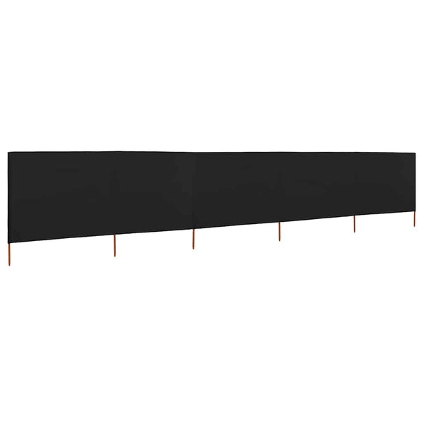 Schwarzer Windschutz mit 5 Paneelen Maebelle 600x160cm