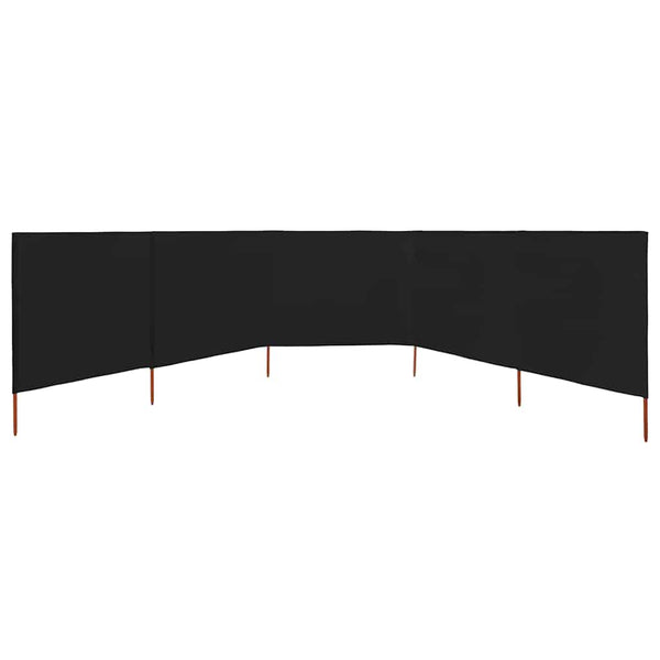 Schwarzer Windschutz mit 5 Paneelen Maebelle 600x160cm