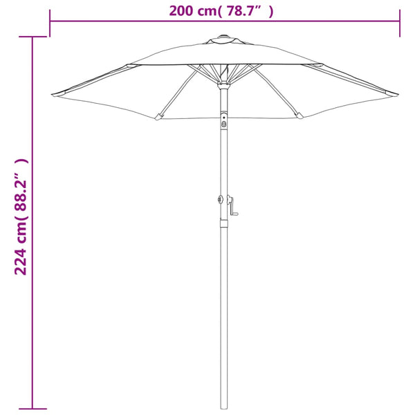 Grüner Sonnenschirm Andreeana 200x224cm (Aluminium)