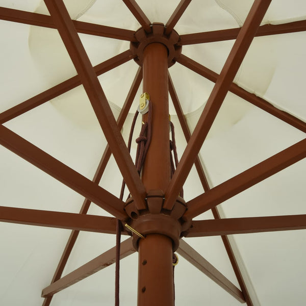 Sonnenschirm in Sandweiß mit Holzrahmen Voichin 330 cm