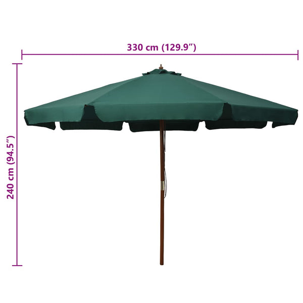 Grüner Sonnenschirm Holzgestell Voichin 330cm