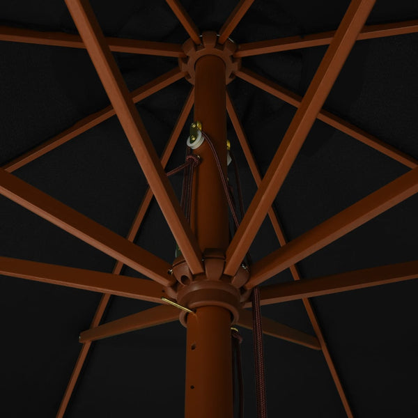 Schwarzer Sonnenschirm Holzrahmen Voichin 330cm