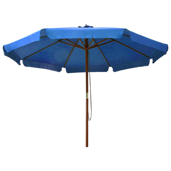 Himmelblauer Sonnenschirm Holzrahmen Voichin 330cm