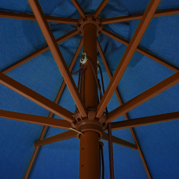 Himmelblauer Sonnenschirm Holzrahmen Voichin 330cm