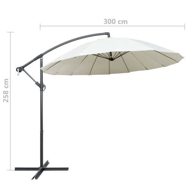 Weißer Hängeschirm Anina 3 m (Aluminiumstange)