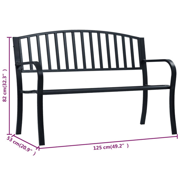 Schwarze Gartenbank Valeruta 125cm (Stahl)