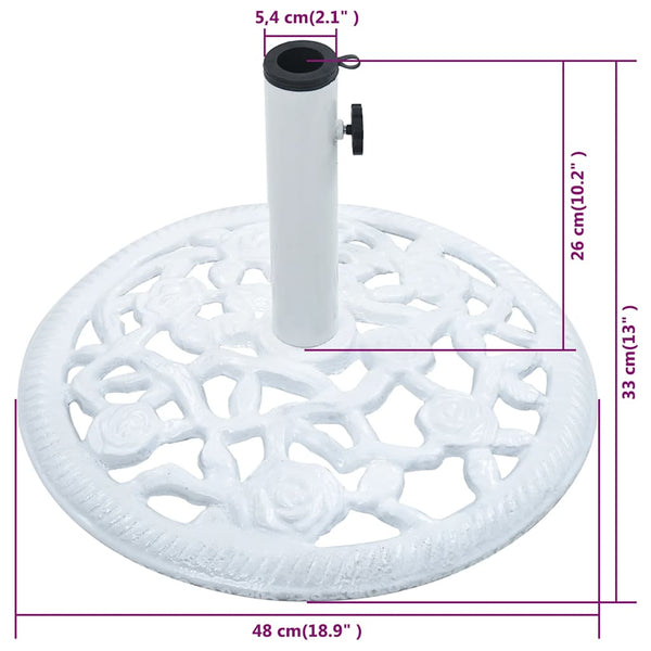 Weißer Sonnenschirmständer Azuar 48cm (12 kg Gusseisen)