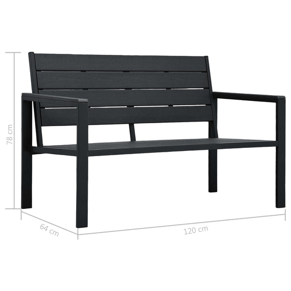 Musta puutarhapenkki Dana 120cm (hdpe puun näköinen)