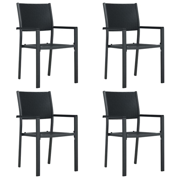 Schwarze Gartenstühle Yasin 4 Stk. (Kunststoff-Rattan-Stil)