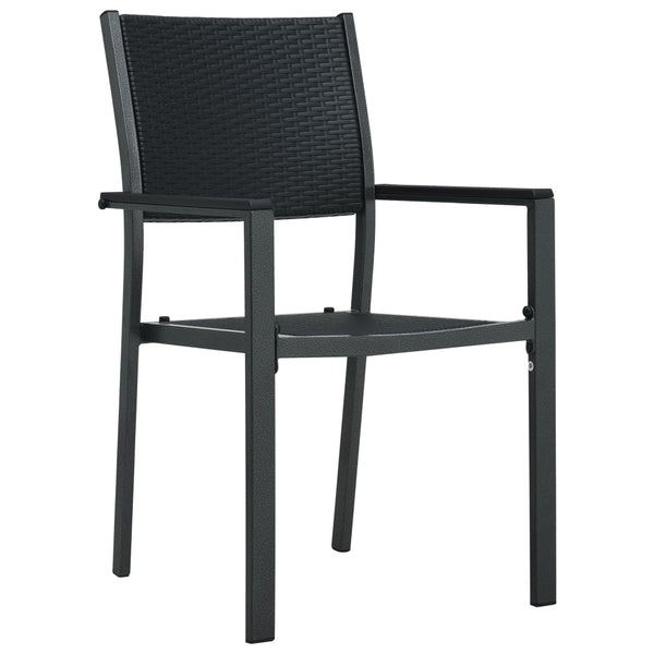 Schwarze Gartenstühle Yasin 4 Stk. (Kunststoff-Rattan-Stil)