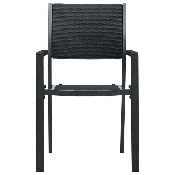 Schwarze Gartenstühle Yasin 4 Stk. (Kunststoff-Rattan-Stil)