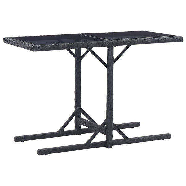 Schwarzer Gartentisch Mironela 110x53x72cm (Glas und Polyrattan)
