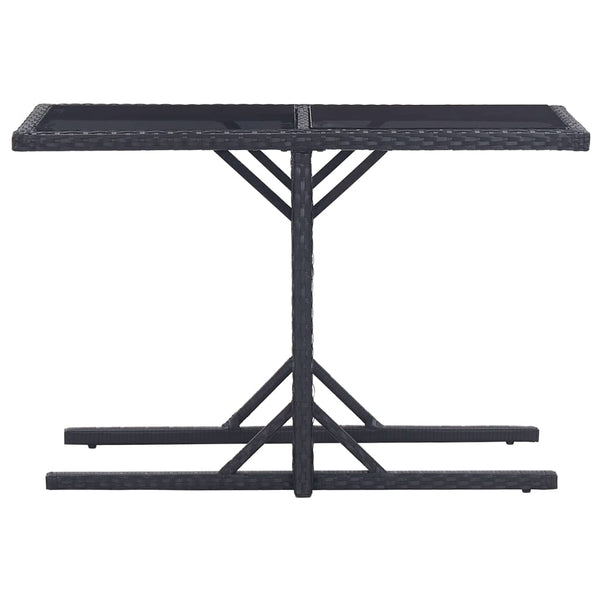 Schwarzer Gartentisch Mironela 110x53x72cm (Glas und Polyrattan)