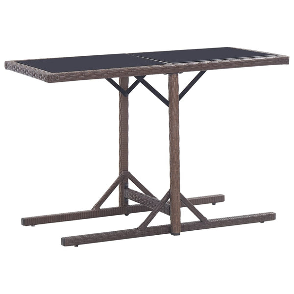 Brauner Gartentisch Mironela 110x53x72cm (Glas und Polyrattan)