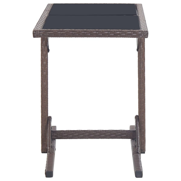 Brauner Gartentisch Mironela 110x53x72cm (Glas und Polyrattan)