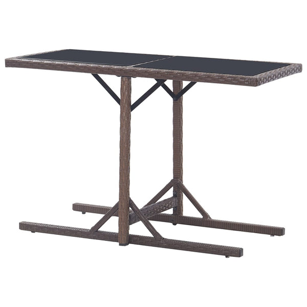 Brauner Gartentisch Mironela 110x53x72cm (Glas und Polyrattan)
