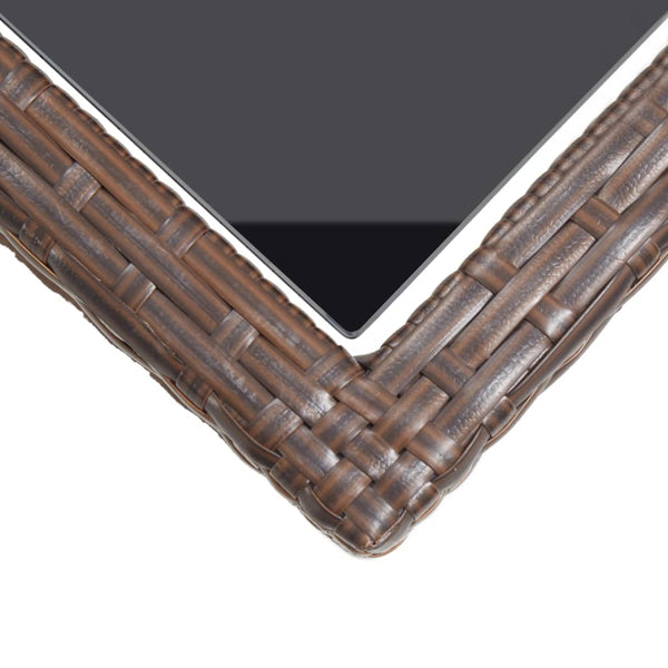 Brauner Gartentisch Mironela 110x53x72cm (Glas und Polyrattan)
